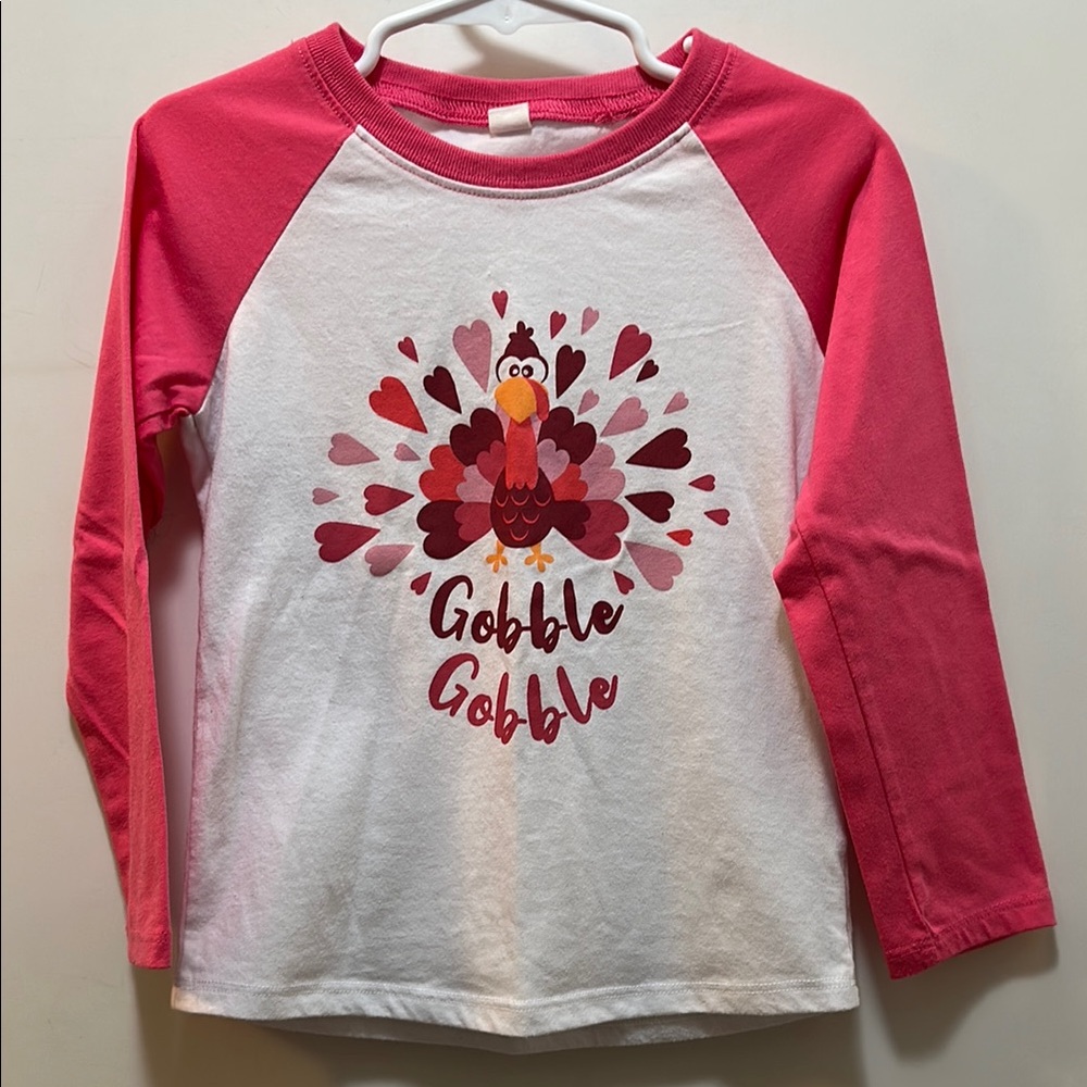 Kids Pink and White Gobble Gobble Shirt Size 3T